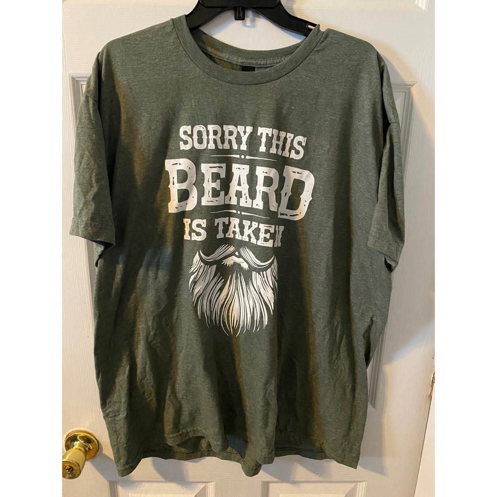 Gildan Softstyle Mens 2XL Heather Green Sorry This Beard Is Taken Graphic Tee